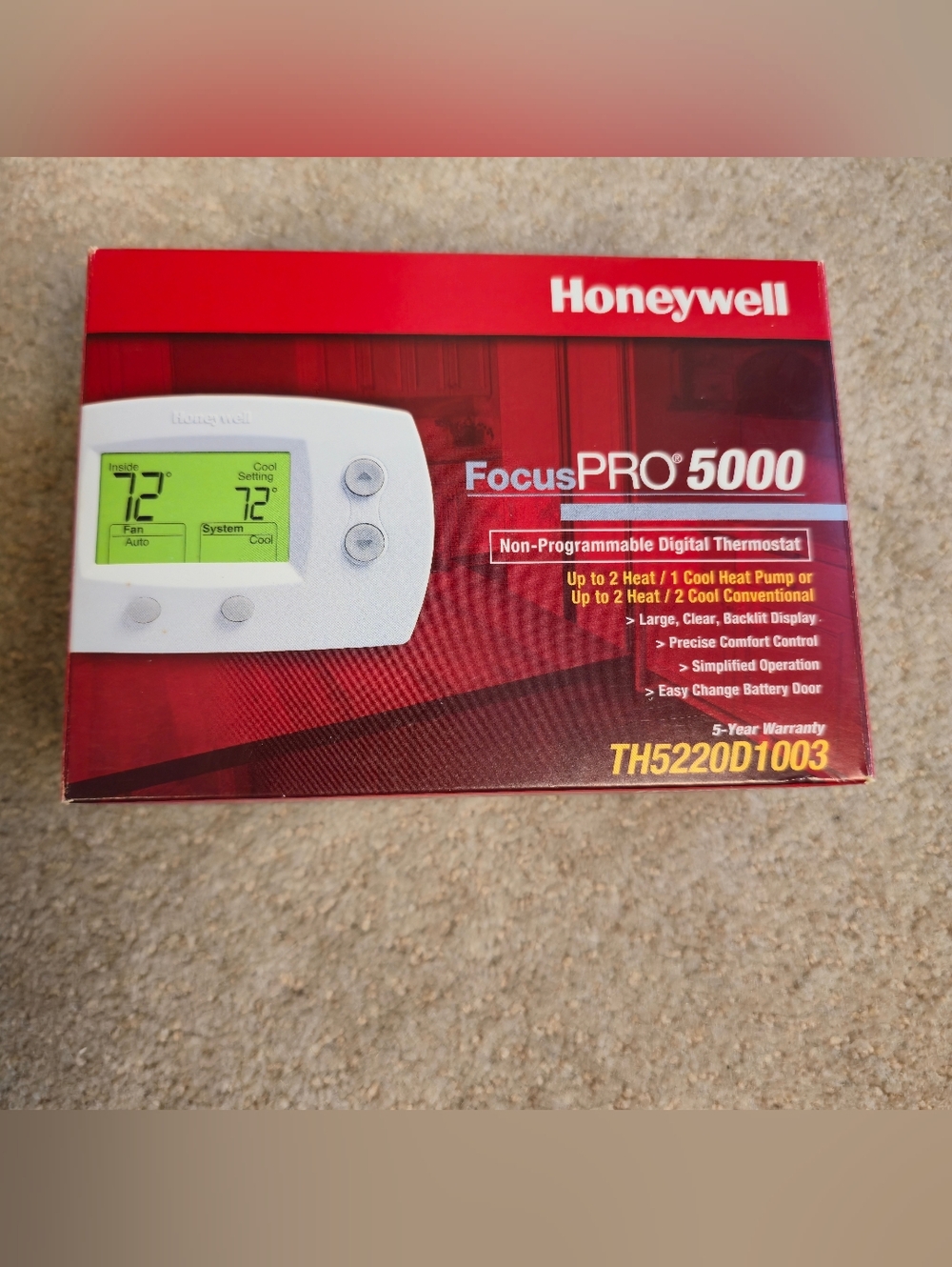 Honeywell FocusPRO 5000 Digital Thermostat TH5220D1003  NEW